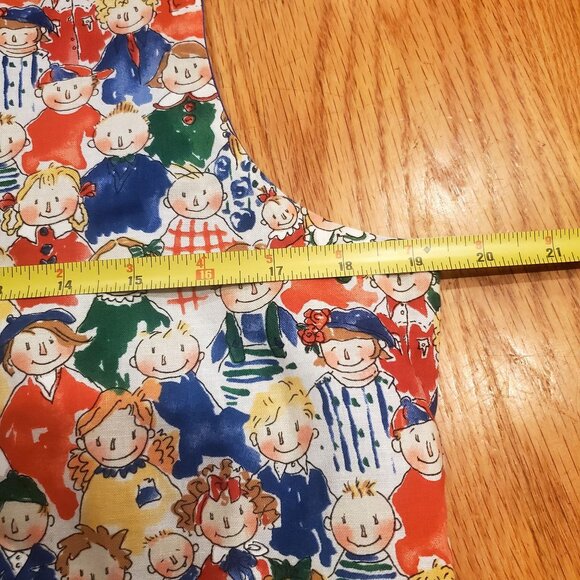 Womens Colorful Faces Print Teachers Vest Star Buttons Lining Handmade Large - Picture 6 of 7